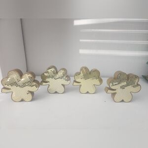 St. Patrick's Day Gold Mirrored Shamrocks Tabletop Decor SET of 4 NEW 5 In